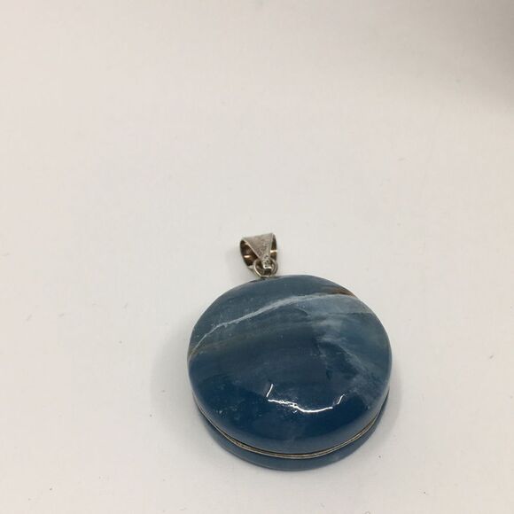 Blue Calcite Sterling Silver wire wrapped Pendant - Picture 10 of 11